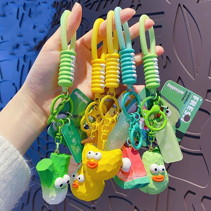 Wholesale Creative Wood Carving Style Vegetables and Fruits Series Watermelon Resin Keychain